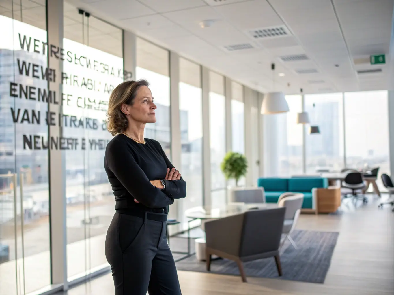 A professional South African woman confidently leading a team discussion in a modern office, showcasing effective communication and leadership skills.